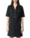Zadig & Voltaire Record Military Cotton Mini Dress In Black