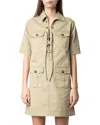 Zadig & Voltaire Record Military Cotton Mini Dress In Latte