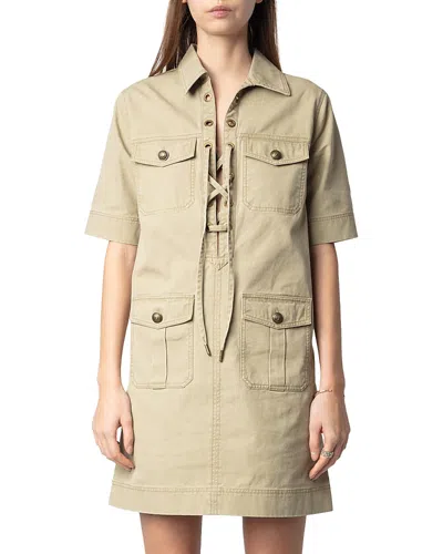 ZADIG & VOLTAIRE RECORD MILITARY COTTON MINI DRESS