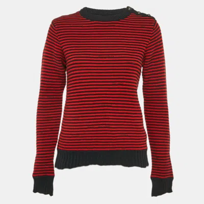 Pre-owned Zadig & Voltaire Red/blue Stripe Wool Knit Crewneck Sweater Xs