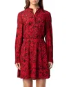 Zadig & Voltaire Womens Crimson Refla Graphic-print Smocked-waist Woven Mini Dress In Crimson