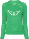 Zadig & Voltaire Regliss Wings-intarsia Jumper In Green