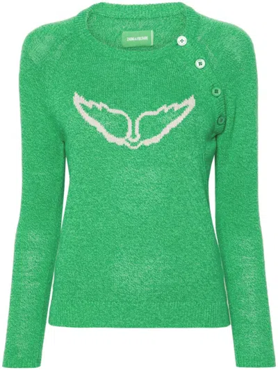 Zadig & Voltaire Regliss Wings-intarsia Jumper In Green