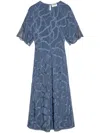 Zadig & Voltaire Rey Chain Jacquard Silk Midi Dress In Blue