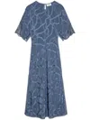 Zadig & Voltaire Rey Chain Jacquard Silk Midi Dress In Blue