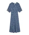 Zadig & Voltaire Rey Chain Jacquard Silk Midi Dress In Blue