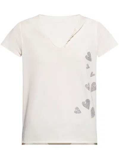 Zadig & Voltaire Rhinestone-embellished T-shirt In Nude