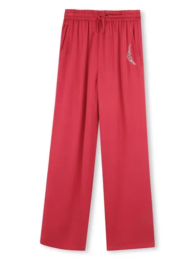 Zadig & Voltaire Kids' Rhinestone-embellished Trousers In Red