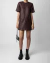 Zadig & Voltaire Riddy Creased Leather Minidress In Multi