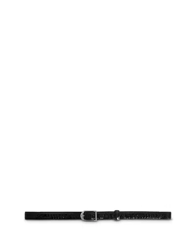 Zadig & Voltaire Rise Croc Embossed Belt In Noir
