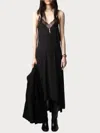 Zadig & Voltaire Risty Strass Lace-trim Maxi Slip Dress In Black