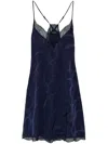 Zadig & Voltaire Womens Encre Risty Lace-trim Jacquard Silk Mini Dress Xs In Blue