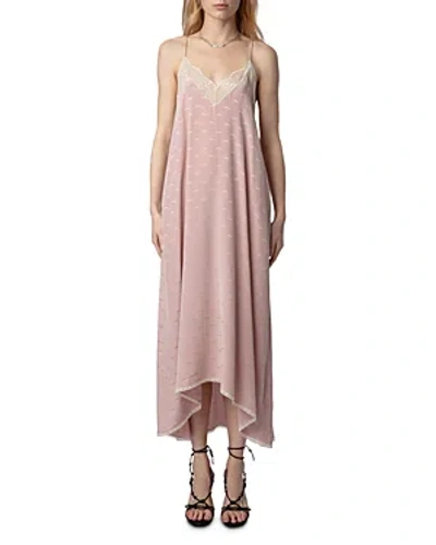 Zadig & Voltaire Zadig&voltaire Women's Primerose Risty Jacquard-print Lace-embroidered Silk Midi Dress In Pink