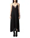 Zadig & Voltaire Risty Strass Lace-trim Maxi Slip Dress In Stone