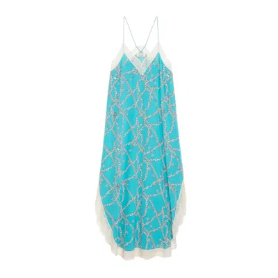 Zadig & Voltaire Ristyl Logo-print Maxi Dress In Blue