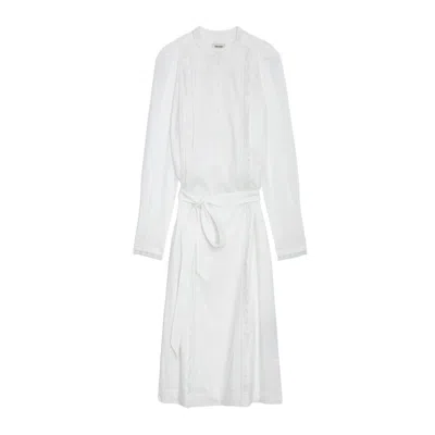 Zadig & Voltaire Ritchil Belted Midi Dress In Blanc