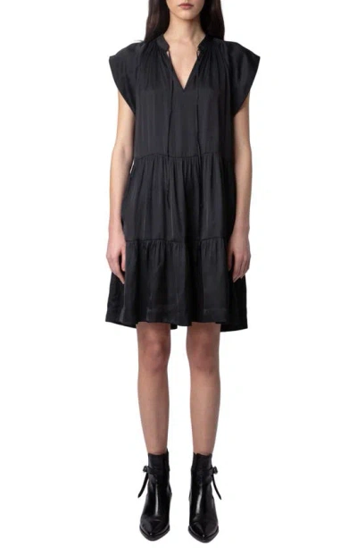 Zadig & Voltaire Rito Satin Shift Dress In Noir