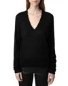 Zadig & Voltaire Sally Cp Strass Cashmere Sweater In Black
