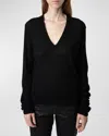 Zadig & Voltaire Sally Cp Strass Cashmere Sweater In Black