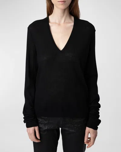 Zadig & Voltaire Rivy Cashmere Sweater In Noir