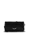 Zadig & Voltaire Rock Eternal Braided Leather Clutch In Noir
