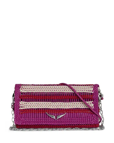 Zadig & Voltaire Rock Eternal Braided Leather Clutch In Power