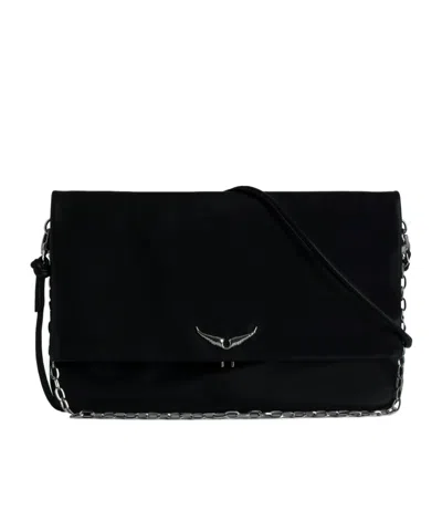 Zadig & Voltaire Rock Eternal Xl Logo Shoulder Bag In Black