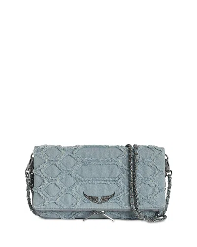 Zadig & Voltaire Rock Fringed Denim Breeze Crossbody Clutch