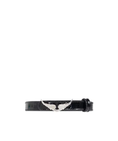 Zadig & Voltaire Rock Leather Bracelet In Black