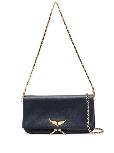 Zadig & Voltaire Rock Leather Crossbody Bag In Blue