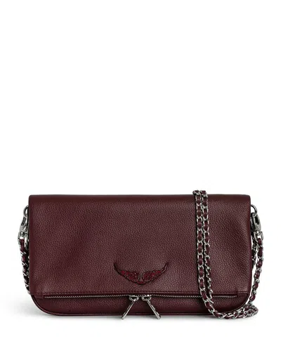 Zadig Voltaire Rock Leather Clutch Bag In Furious ModeSens