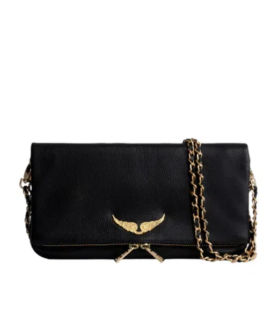Zadig & Voltaire Rock Logo-plaque Shoulder Bag In Black