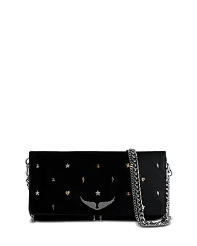 Zadig & Voltaire Rock Lucky Charms Clutch In Noir