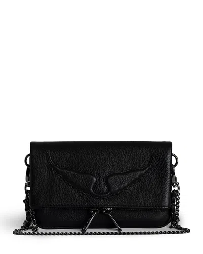 Zadig & Voltaire Zadig&voltaire Womens Noir Rock Nano Eternal Leather Clutch Bag
