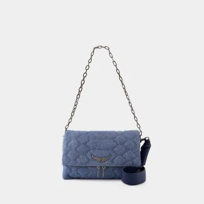 Zadig & Voltaire Rocky Xl Scale Glitter Crossbody -  - Denim - Blue