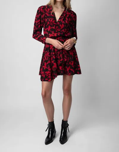 Zadig & Voltaire Rogers Soft Ikat Dress In Noir In Red Black