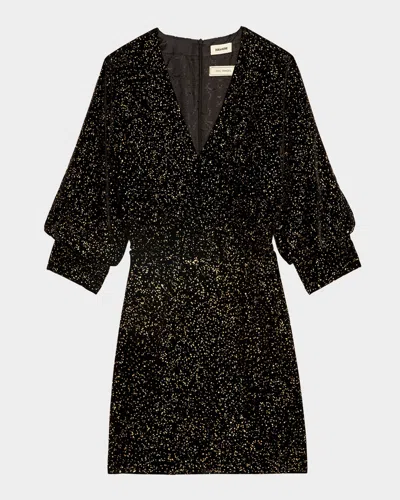 Zadig & Voltaire Rosli Glitter Dots Mini Dress In Noir