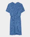 Zadig & Voltaire Womens Surf Rozom Draped Jacquard Silk Mini Dress Xs In Surf