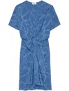 Zadig & Voltaire Womens Surf Rozom Draped Jacquard Silk Mini Dress Xs In Blue