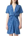Zadig & Voltaire Womens Surf Rozom Draped Jacquard Silk Mini Dress Xs In Surf