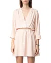 Zadig & Voltaire Rucus Silk Flash Heart Dress In Pearly