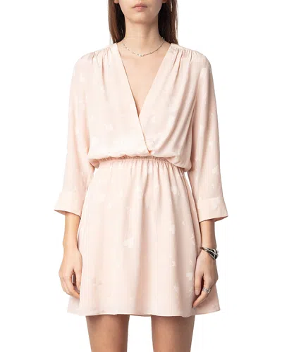 Zadig & Voltaire Rucus Silk Flash Heart Dress In Pearly