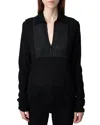 Zadig & Voltaire Sally Cp Strass Cashmere Sweater In Black