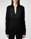 Zadig & Voltaire Sally Cp Strass Cashmere Sweater In Black