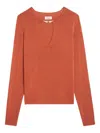 Zadig & Voltaire Womens Sayan Wing-embellished Long-sleeve Cotton-blend Jumper Sienna