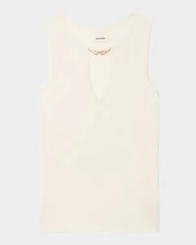 ZADIG & VOLTAIRE SAYANI COTTON-BLEND KNIT TANK TOP