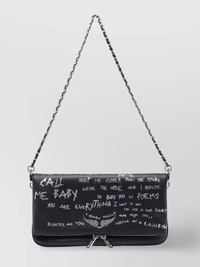 Zadig & Voltaire Shoulder Rock Graffiti Chain Strap Bag In Blue