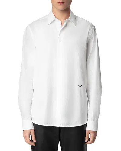 Zadig & Voltaire Sid Cotton Voile Embroidered Fitted Button Down Shirt In Judo
