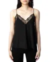 Zadig & Voltaire Christy Strass Crepe De Chine Cami In Noir