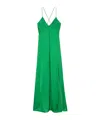 Zadig & Voltaire Rayonne Satin Maxi Dress In Green